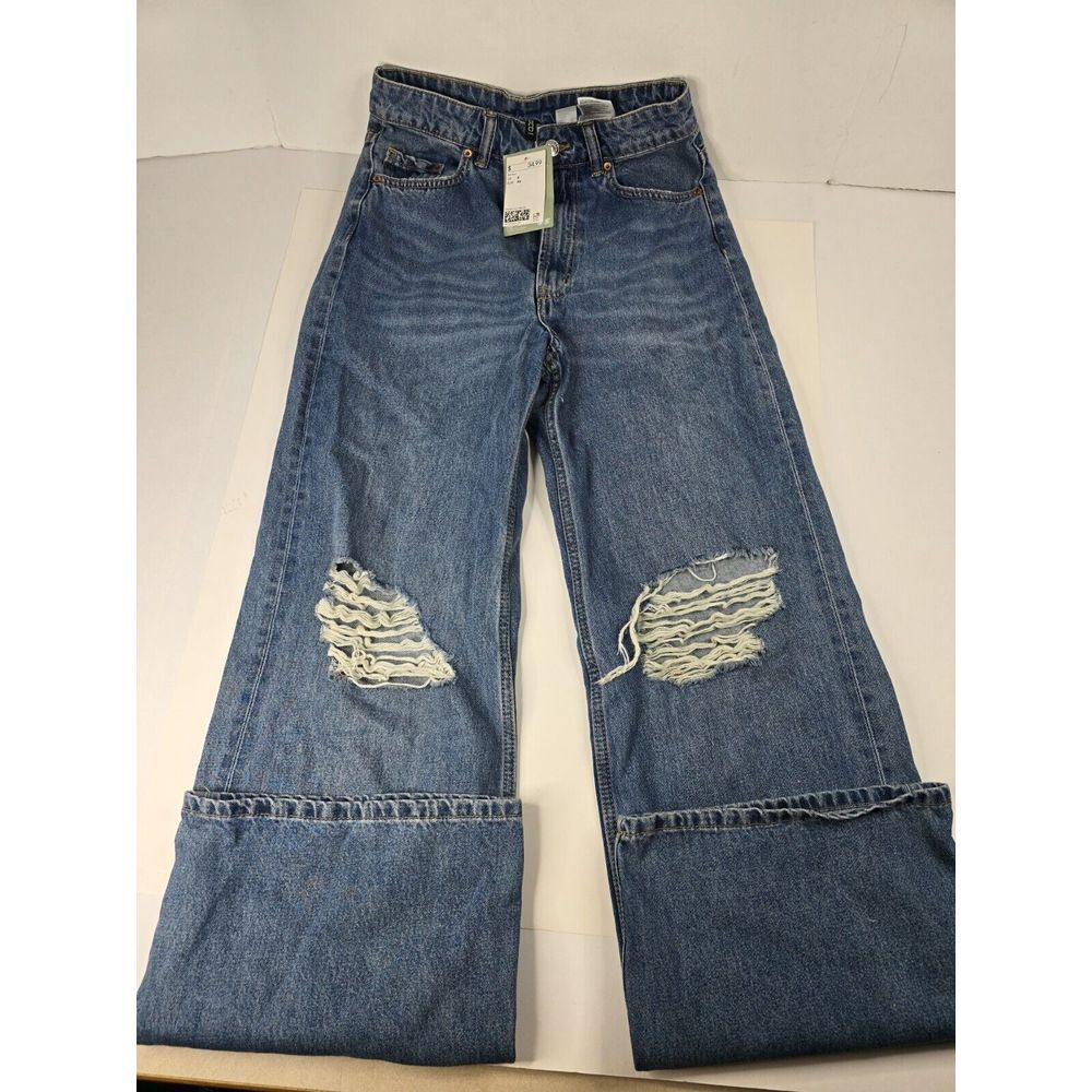 New H&M Divided Jeans Size 4 High Rise Retro Current Pants 26 X 31 NWT Rock